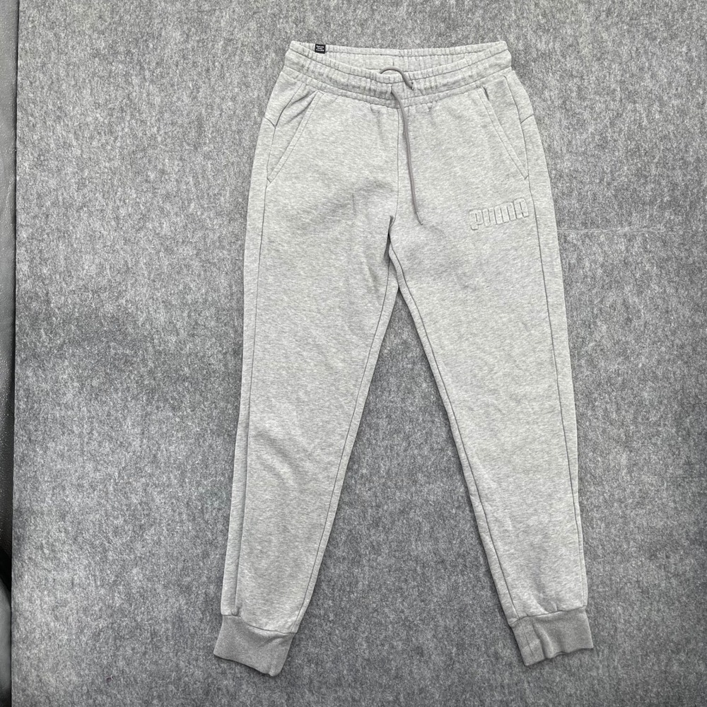 Puma Sweatpants Mens Small Fleece Jogger Gray Elastic Waist Drawstring